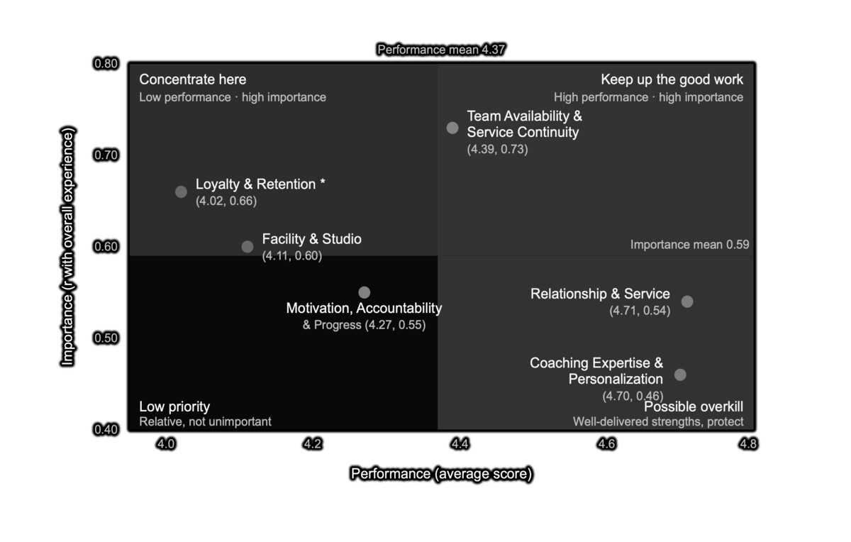 IPA matrix, BeneFIT customer insight analysis